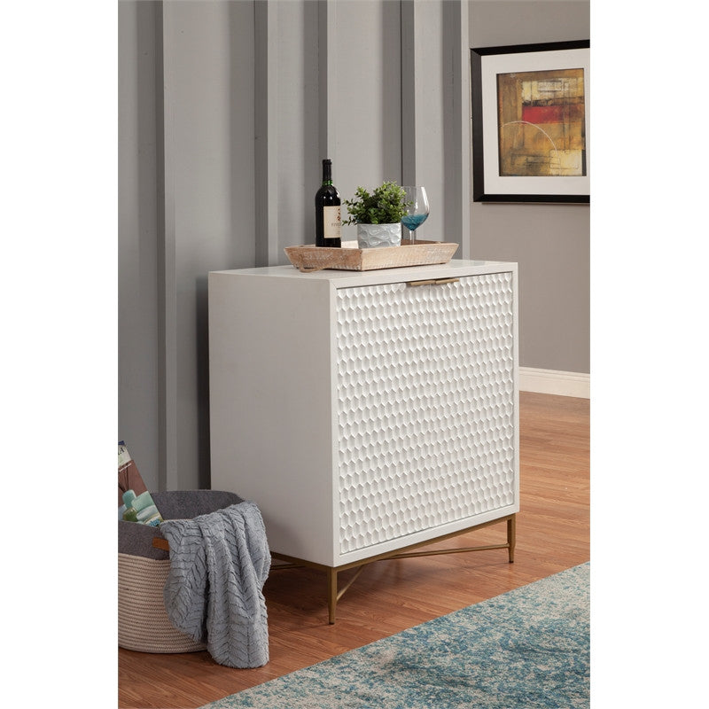 Origins by Alpine White Pearl Wood Bar Cabinet in White