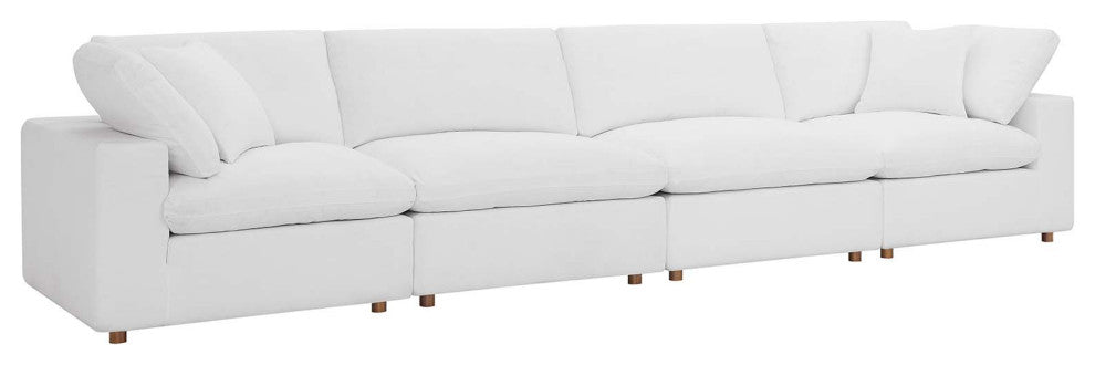 Commix Down Filled Overstuffed 4-Piece Sectional Sofa Set, Pure White