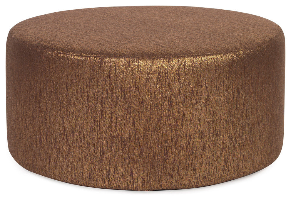 36" Universal Round Ottoman With Slipcover, Glam Chocolate