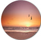 Beach Sunset And Sea Gulls, Seashore Disc Metal Wall Art, 11"