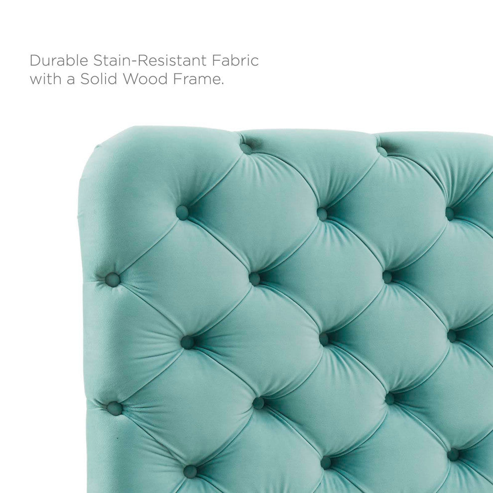 Lizzy Tufted Twin Performance Velvet Headboard Mint