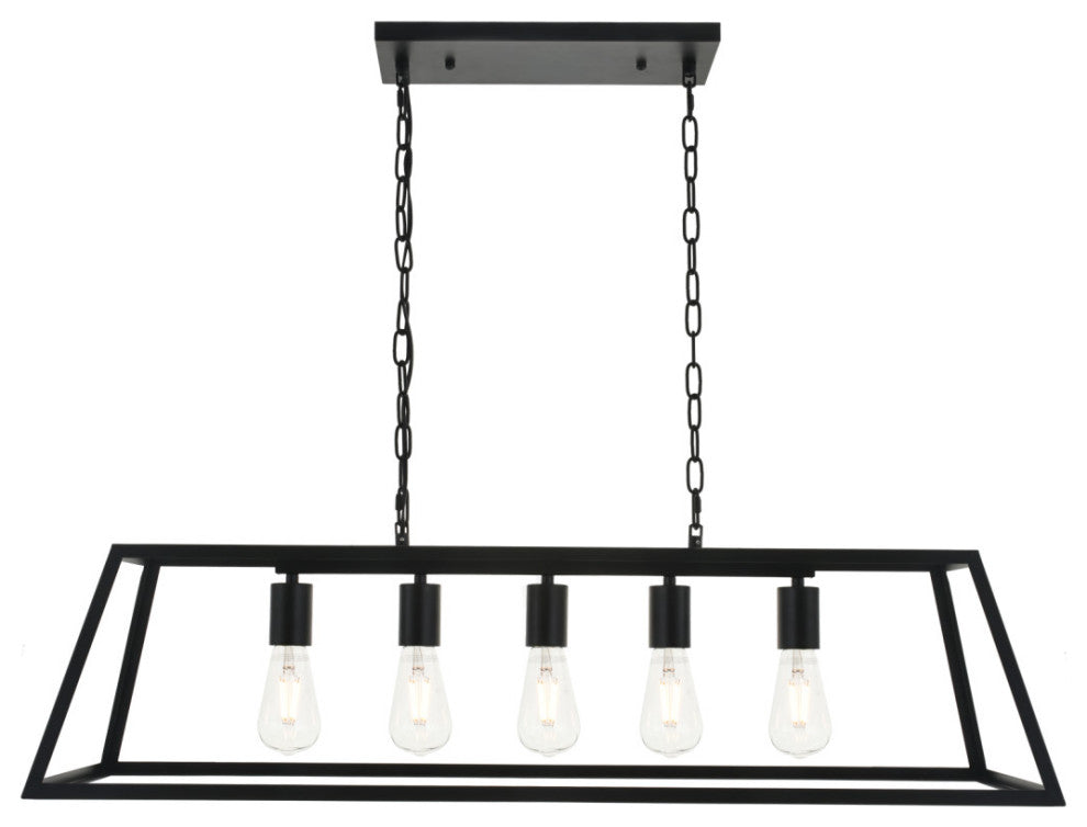 Elegant Lighting LD4061D38 Resolute 5 Light 38"W Linear - Brass / Black