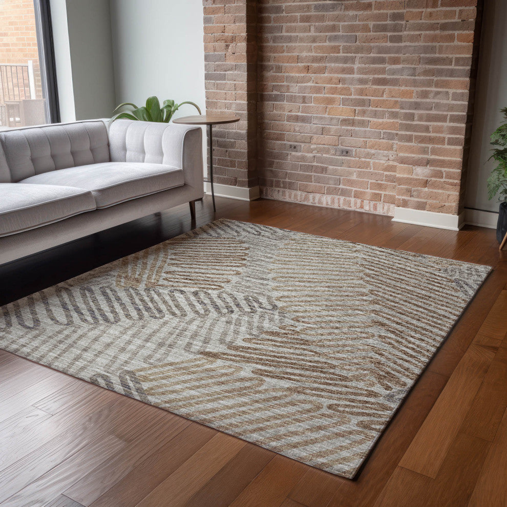 Addison Premium Washable Mayfield AMF117 Neutral 5' x 7'6" Rug