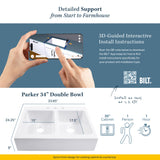 Parker Black Fireclay 34"³ Double Bowl Quick-Fit Farmhouse Drop-in Kitchen Sink