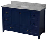 Paige 60" Bathroom Vanity, Royal Blue, Carrara Marble, Single Sink