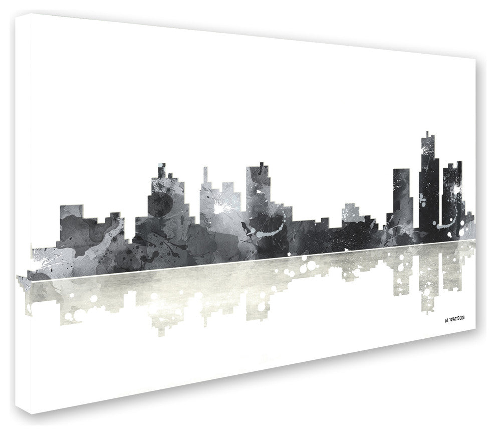 Marlene Watson 'Boston Mass Skyline BG-1' Canvas Art, 12"x19"