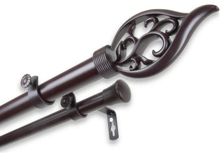 Clair 1" Double Curtain Rod, Mahogany, 120-170"