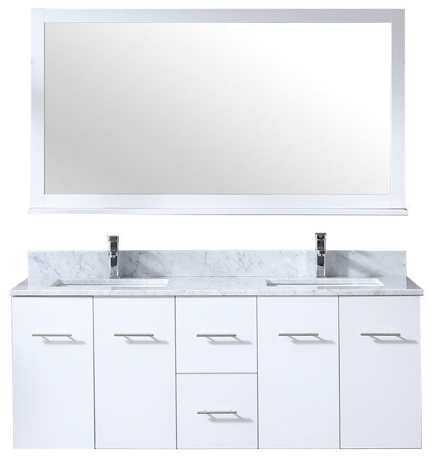 60" Double Vanity With Carrera Marble Top and Sinks