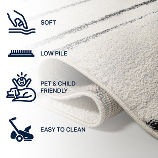 Williamsburg Minimalist Stripe Rug, Cream/Black, 5 Ft. X 8 Ft.