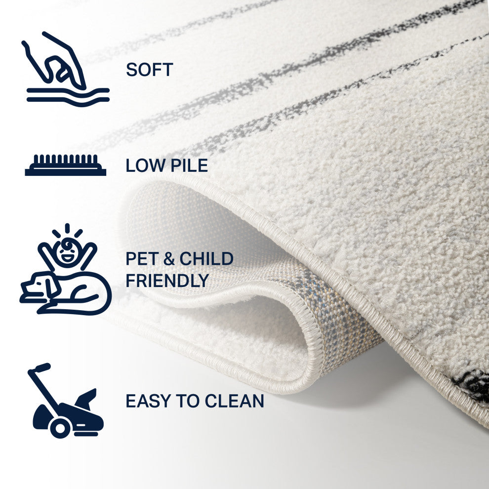 Williamsburg Minimalist Stripe Rug, Cream/Black, 5 Ft. X 8 Ft.