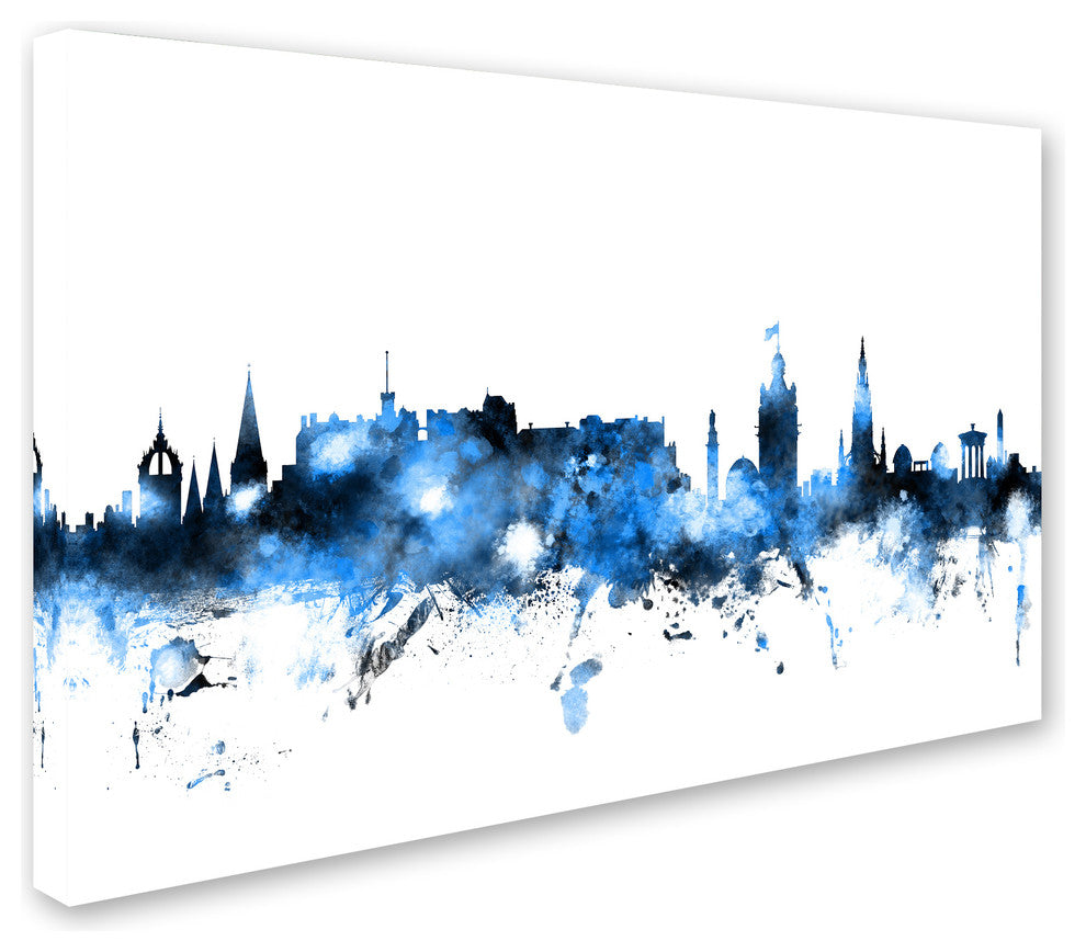 Michael Tompsett 'Edinburgh Skyline White' Canvas Art, 12x19