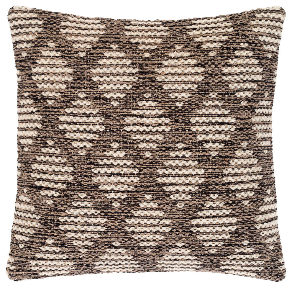 Surya Voyage VGE-001 20"x20" Pillow Cover, Beige/Tan/Black/Ivory