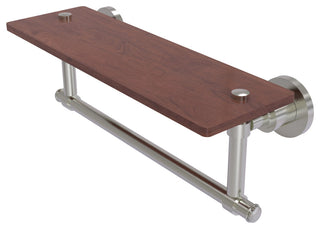Washington Square 16" Solid Wood Shelf and Towel Bar, Satin Nickel