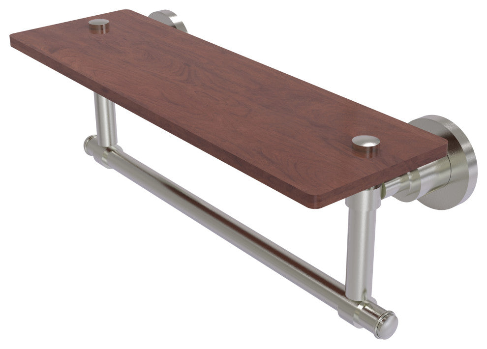 Washington Square 16" Solid Wood Shelf and Towel Bar, Satin Nickel