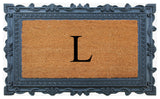 Carson Black/Beige Rubber And Coir 24"x36", Monogrammed Doormat, L