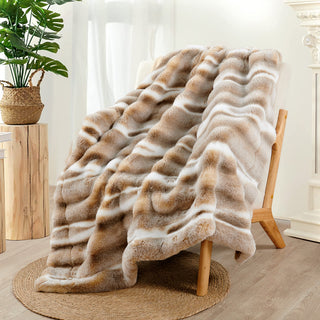 Tip Dying Two Tone Faux Fur Throw, Brown White