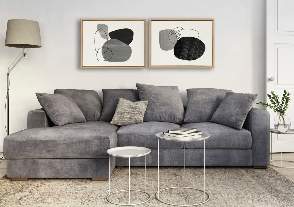 Sylvie Abstract Rocks Framed Canvas Set by Teju Reval, Natural 2 Piece 18x24