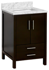 California 24" Bathroom Vanity, Chocolate, Carrara Marble