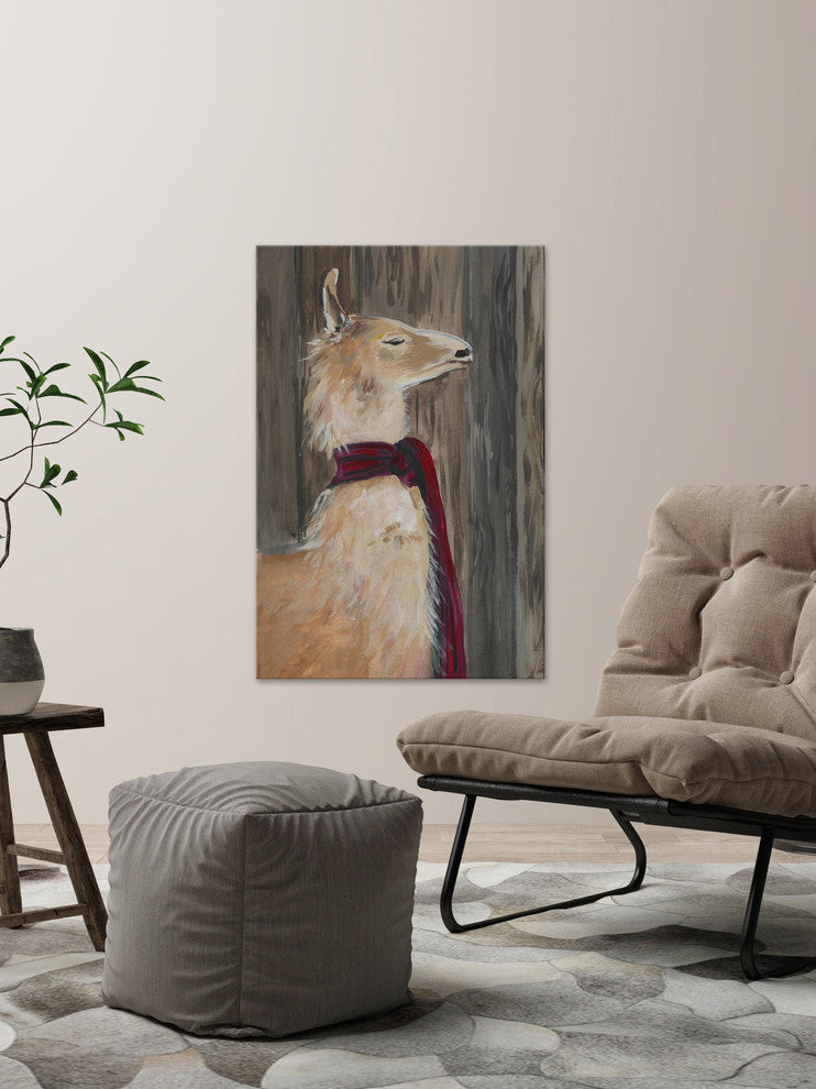 "Llama on Duty" Painting Print on Wrapped Canvas, 20"x30"