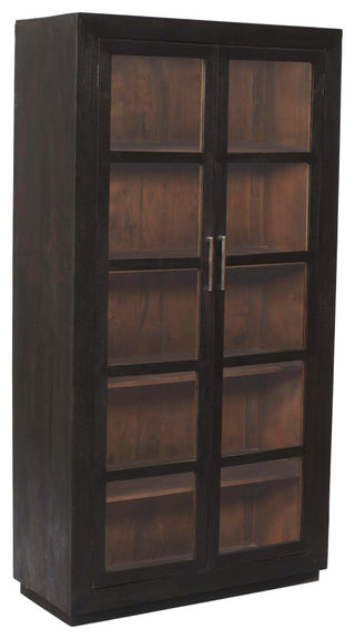 Fernious Tall Cabinet, Dark Gray Finish on Mango Solid Wood