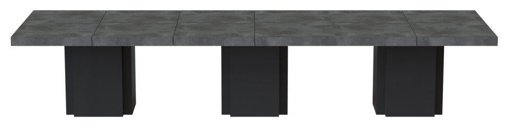 Contemporary Thick Wood Extra Large Dining Table, Faux Concrete