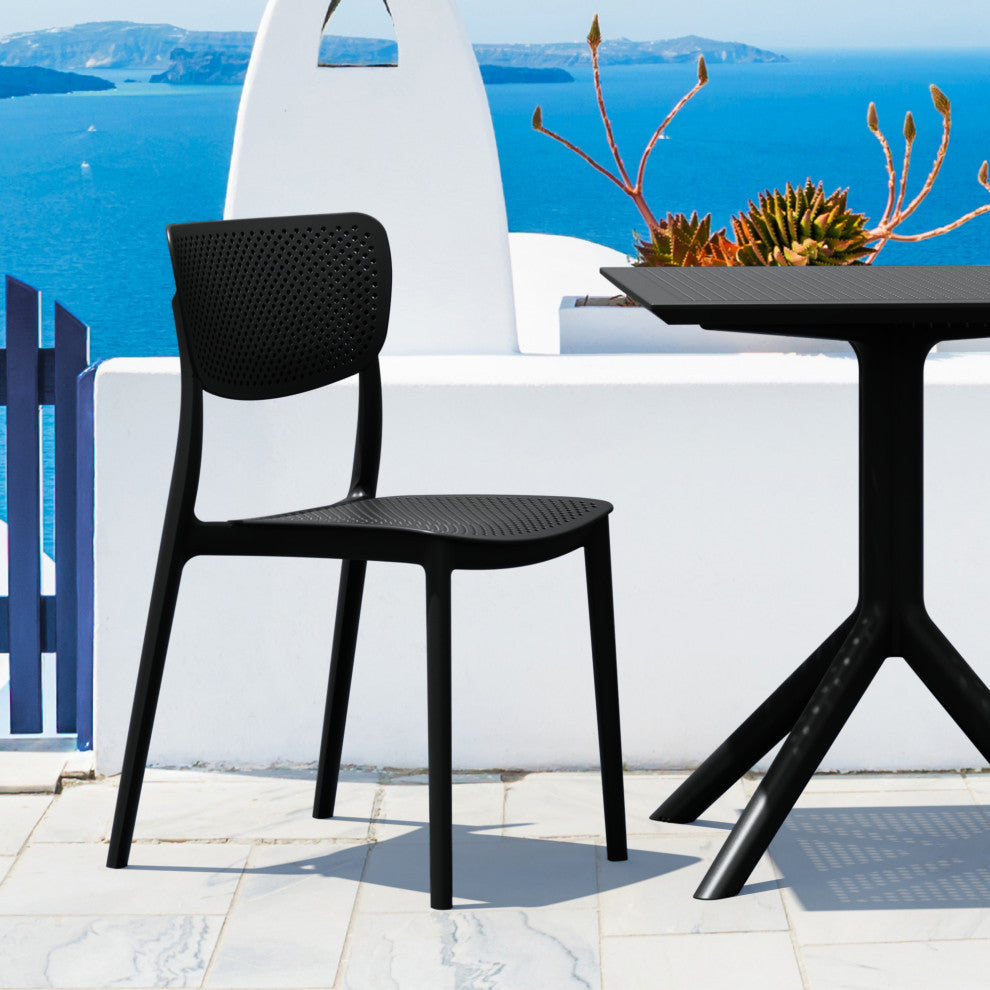 Lucy Outdoor Bistro 3-Piece Set With 24" Table Top Black