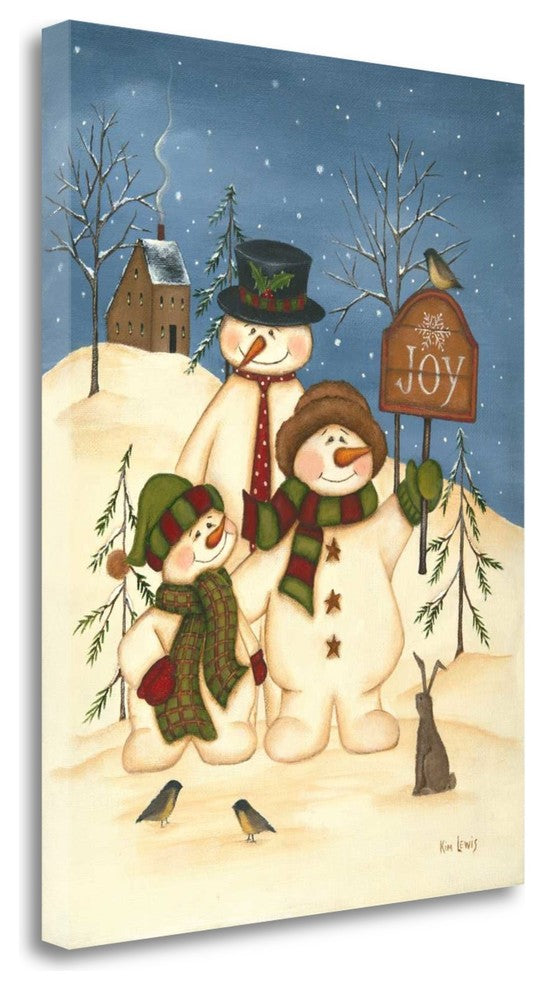 "Snowman Family Joy" By Kim Lewis, Giclee Print on Gallery Wrap Canvas