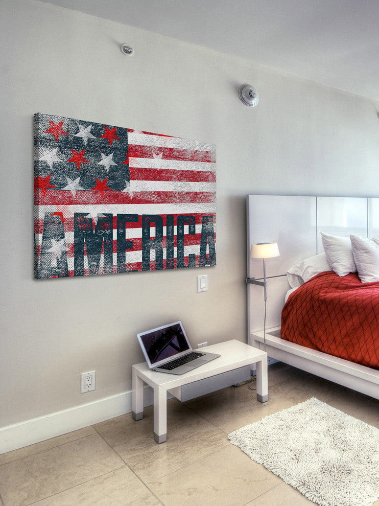 Marmont Hill, "Stars Stripes" by Rick Martin Painting on Wrapped Canvas, 30x20