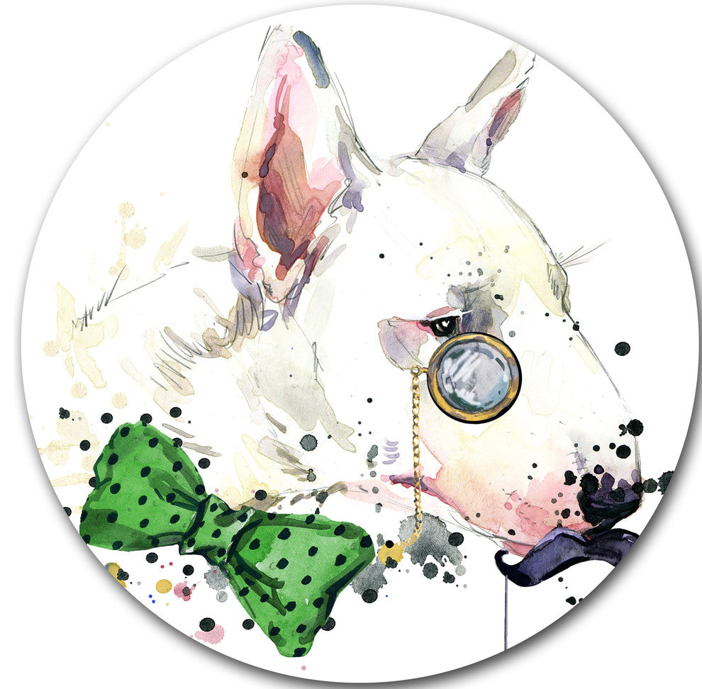 Bull Terrier Dog, Animal Disc Metal Wall Art, 23"