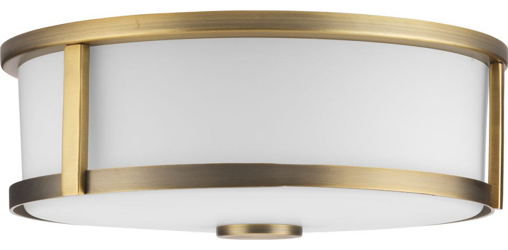 Gilliam Collection 12-5/8" Two-Light Vintage Brass Flush Mount