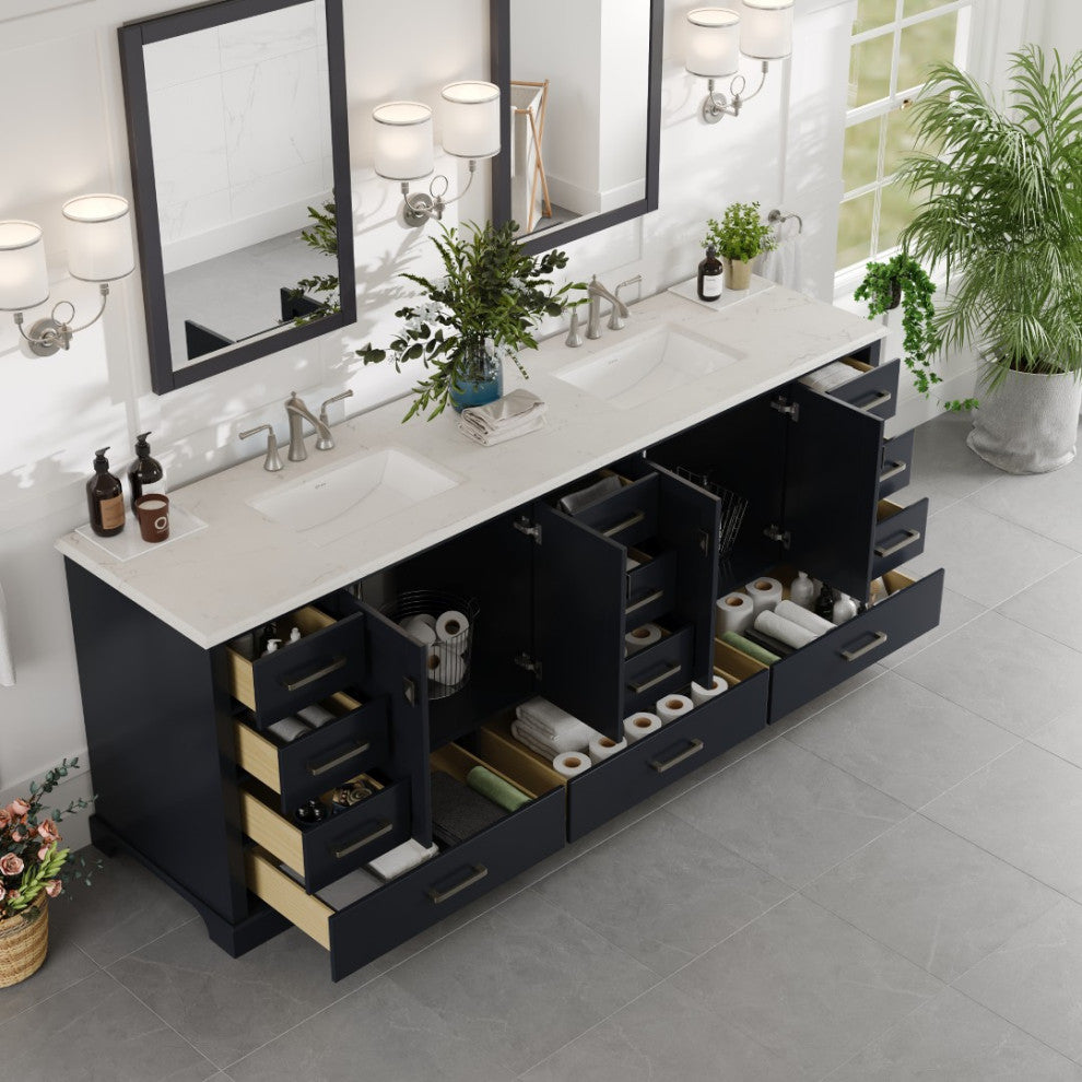 Eviva Storehouse 84" DS Freestanding Bathroom Vanity, Deep Gray