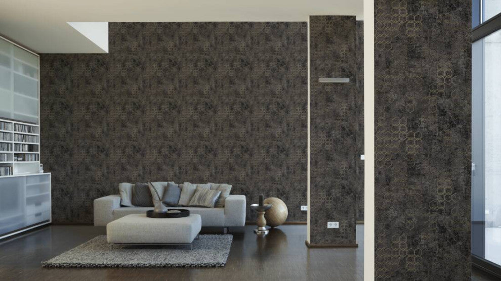 Sample, Geometric Textured Wallpaper Featuring Honeycomb Pattern, 374246