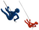 Blue and Orange Position #2 Climbing Man Wall Art, Set of 2
