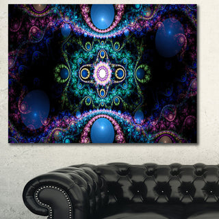 Cabalistic Blue Fractal Pattern, Abstract Canvas Art Print, 40x30