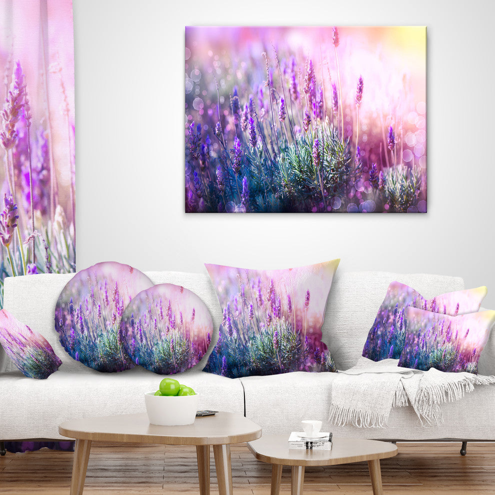 Growing and Blooming Lavender Floral Throw Pillow, 18"x18"