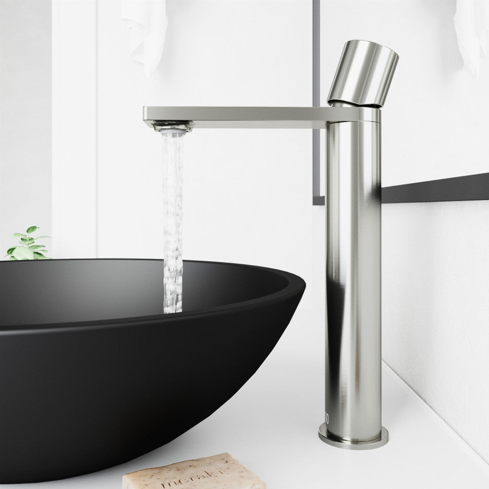 VIGO Gotham 12" H Single Handle Single Hole Bathroom Vessel Faucet, Brushed Nickel