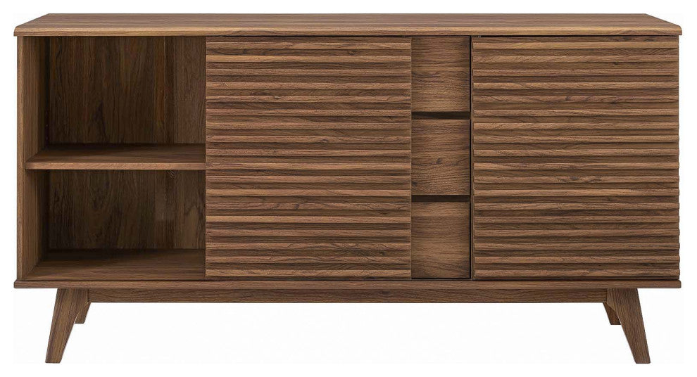 Lounge Lobby Media TV Stand Storage Buffet Sideboard, Wood, Natural Walnut