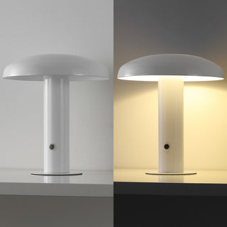 Suillius 11" Rechargeable/Cordless Iron Integrated Mushroom Table Lamp, White