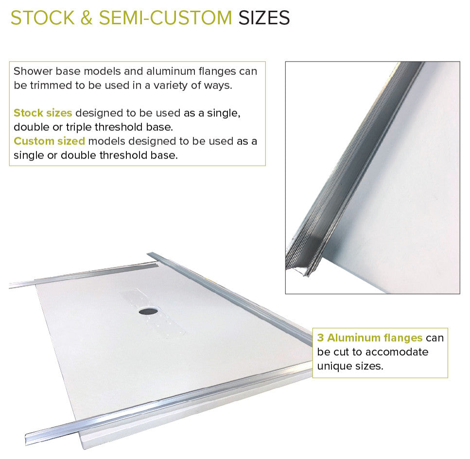 Transolid 60-in L x 35.5-in W Zero Threshold Center Drain Shower Base, White