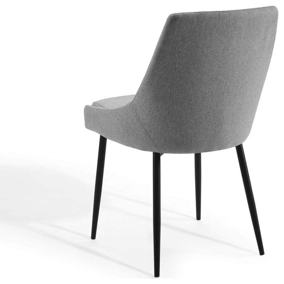 Side Dining Chair, Set of 2, Fabric, Metal, Black Gray, Modern, Cafe Bistro