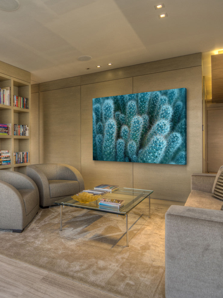 "Soft Blue Cacti" Painting Print on Canvas