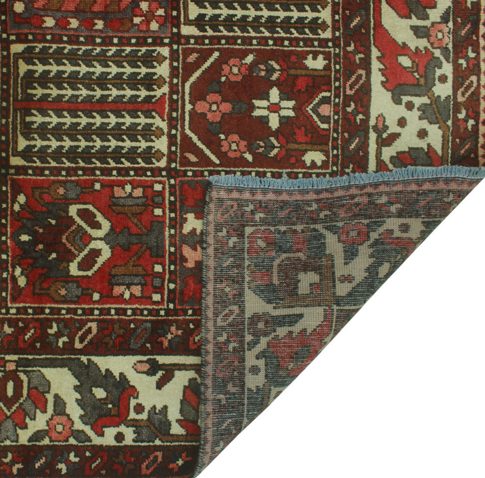 Fine Vintage Distressed Forest Red/Beige Rug, 6'10x10'3