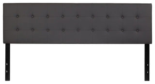 Lennox Tufted Upholstered King Size Headboard in Gray Vinyl