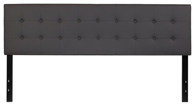 Lennox Tufted Upholstered King Size Headboard in Gray Vinyl