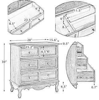 32" Tall 3-Drawer Nightstand Set of 2, Walnut