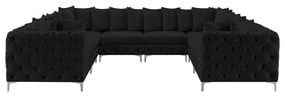 Tremblay Velvet Upholstered 8-Piece Modular U-Shaped Sectional, Black