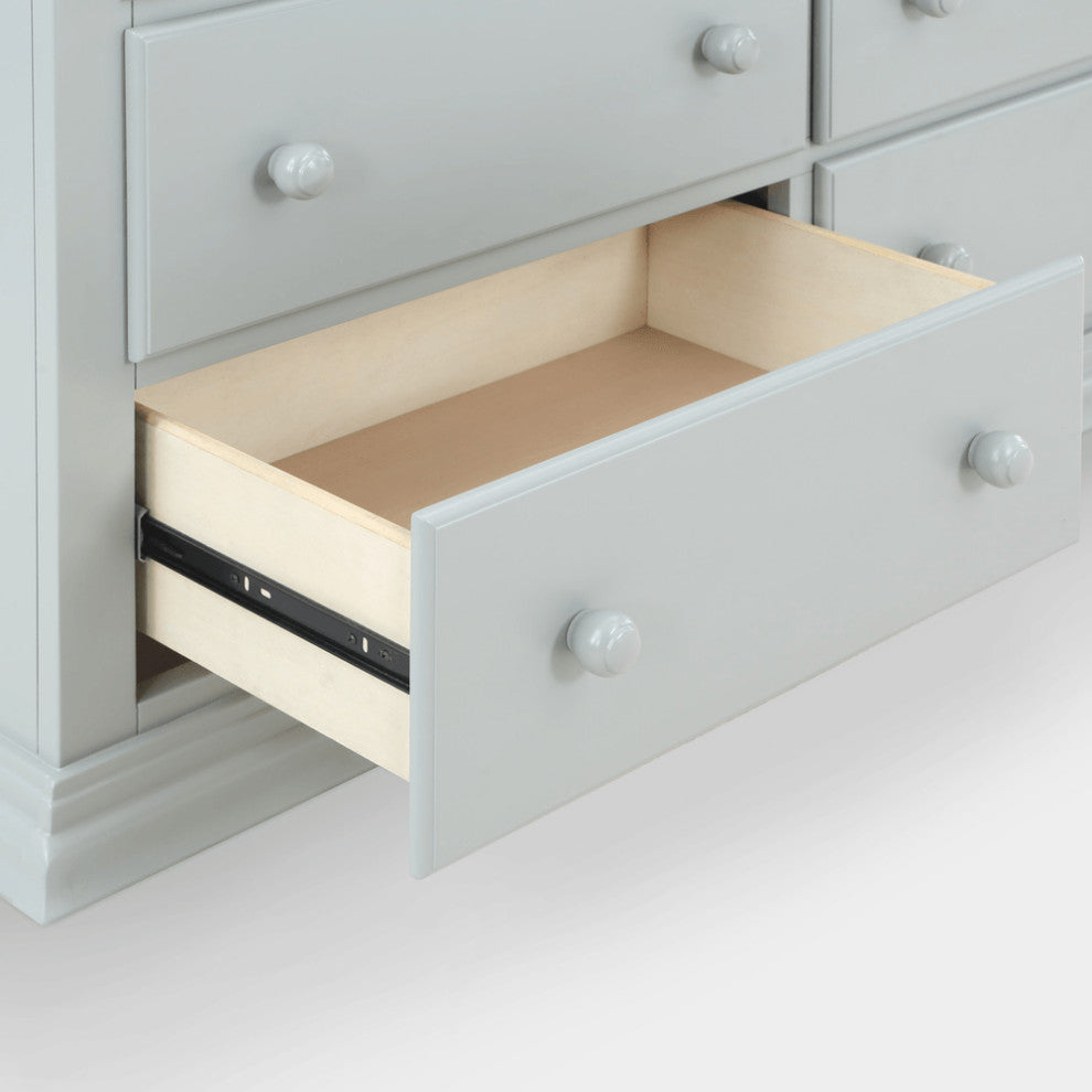 56" Gray Solid and Manufactured Wood Six Drawer Double Dresser