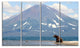 Large Bear in Front of Volcano, Landscape Canvas Wall Art, 48"x28", 4 Panels