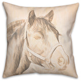 Black And White Horse 3 20"x20" Spun Poly Pillow