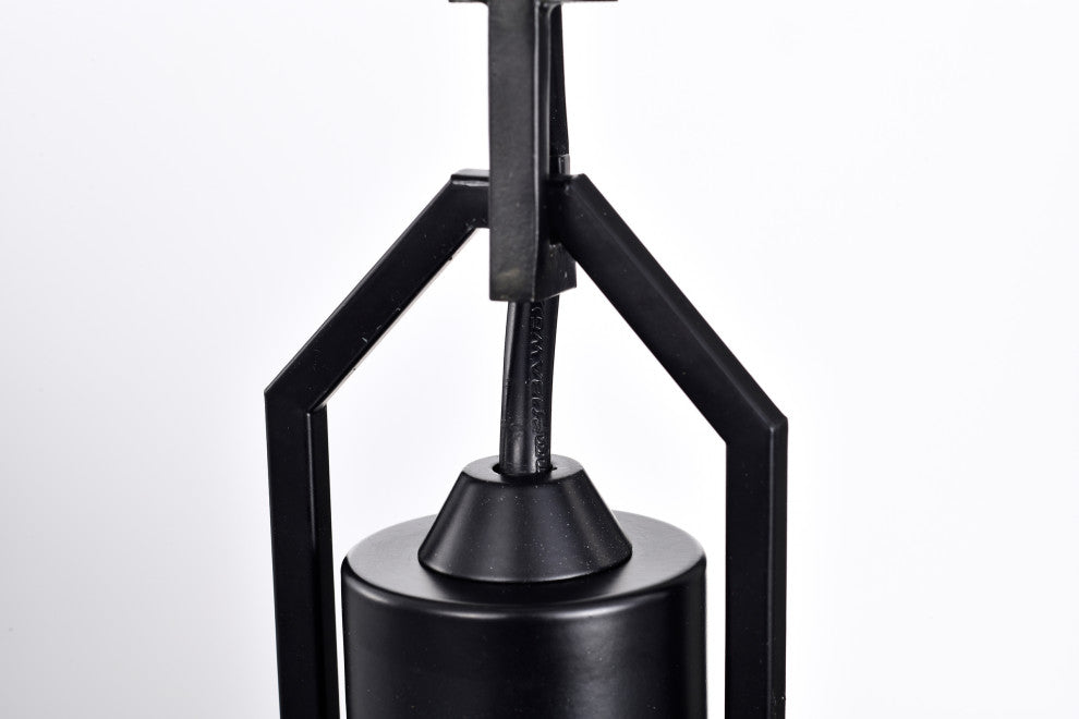 1-Light Matte Black 12 in. Pendant With Clear Cone Glass Shade